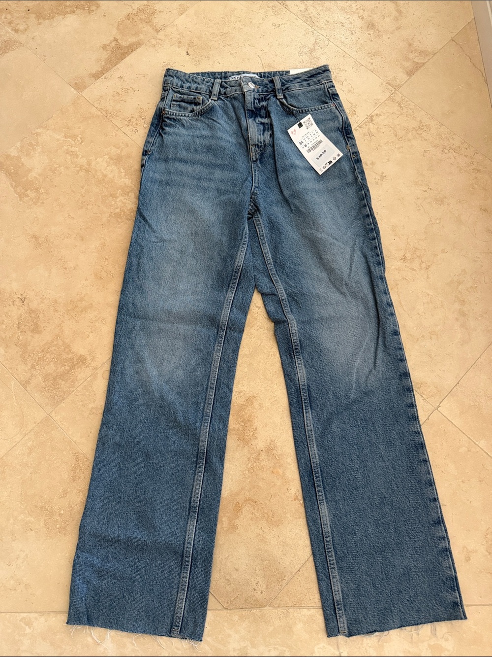 Zara Women's Straight-Leg Jeans in Blue Wash